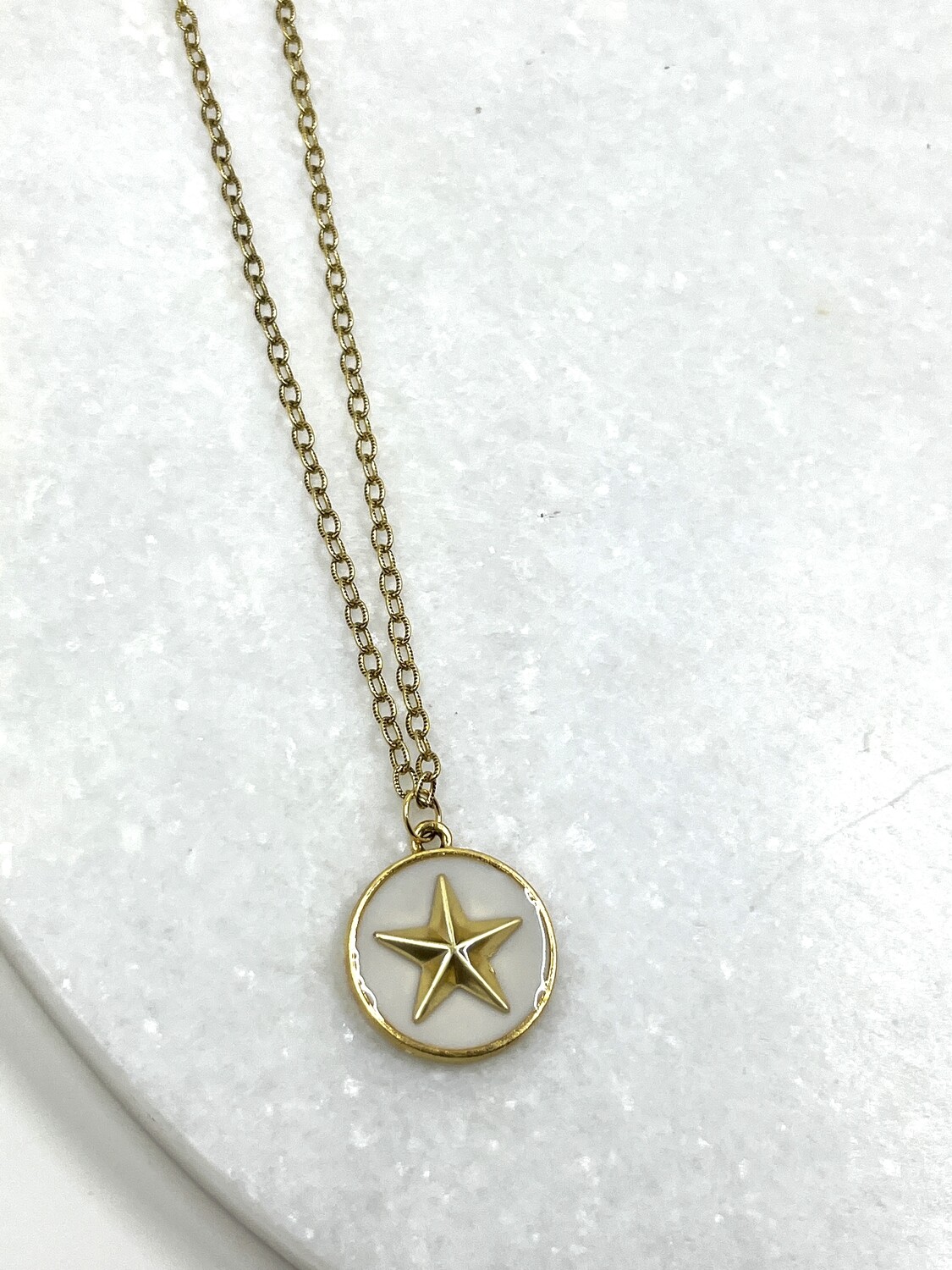 PEACE + PASSION JEWELRY  --  Large Circle Pendant  --  Star Charm