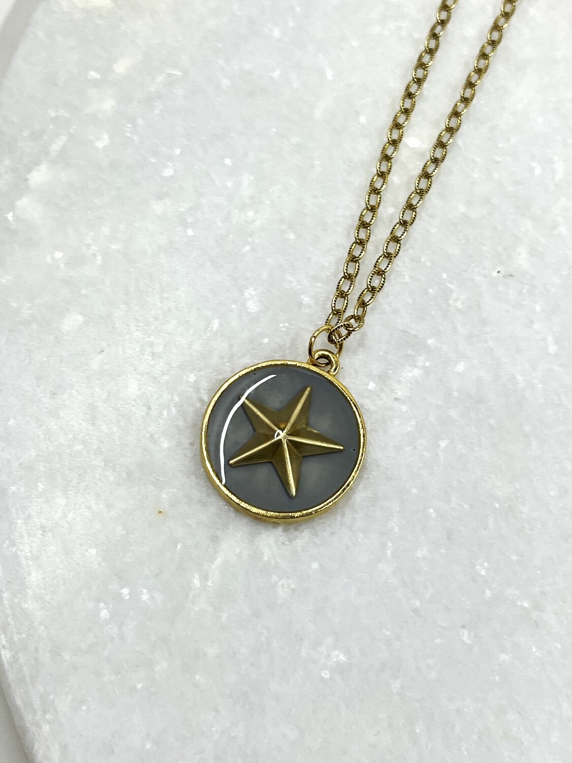 PEACE + PASSION JEWELRY  --  Large Circle Pendant --  Star Charm