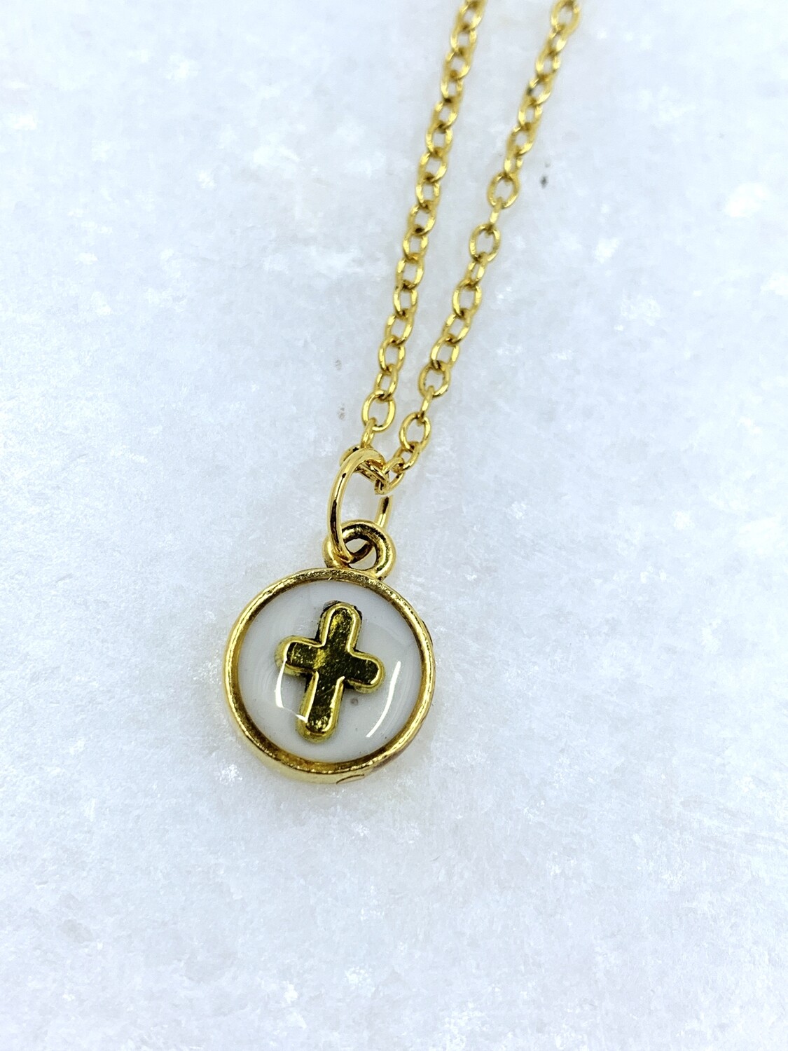 PEACE + PASSION JEWELRY  --  Small Circle Pendant  --  Cross Charm