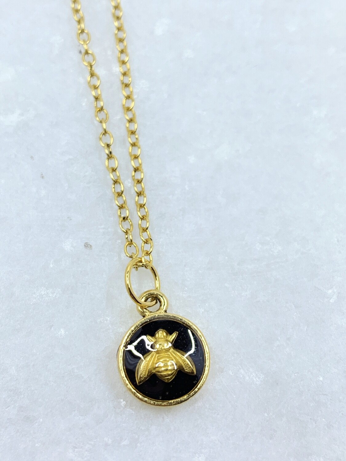 PEACE + PASSION JEWELRY  --  Small Circle Pendant  -- Bee Charm