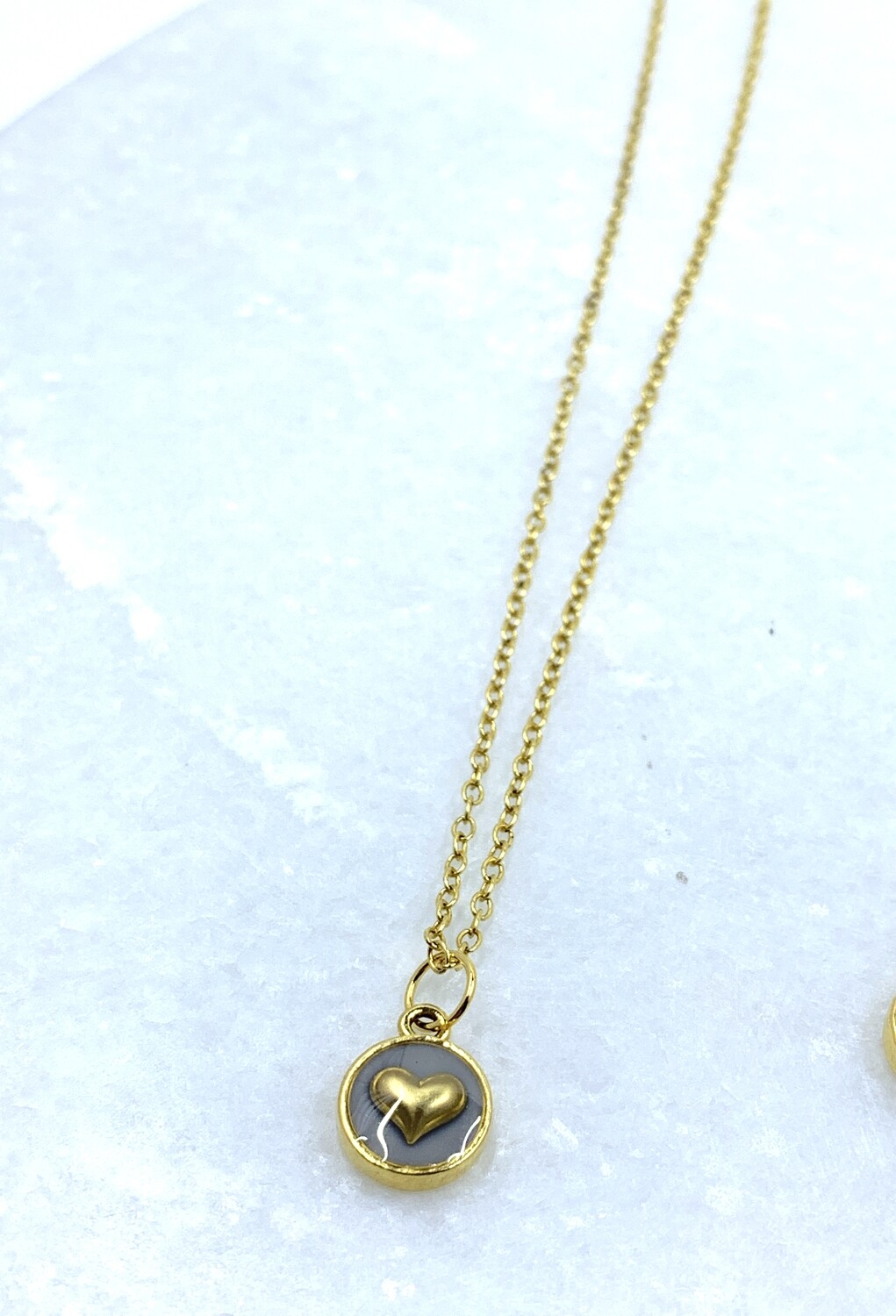 PEACE + PEACE JEWELRY  --  Small Circle Pendant  --  Puffed Heart Charm