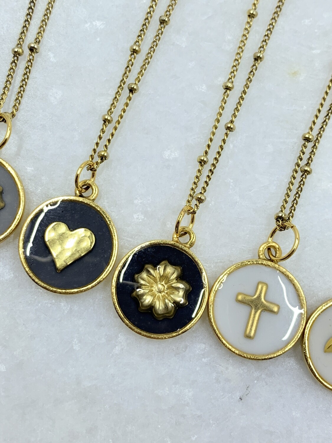PEACE + PASSION JEWELRY  --Medium Circle Pendant  --  Flower Charm
