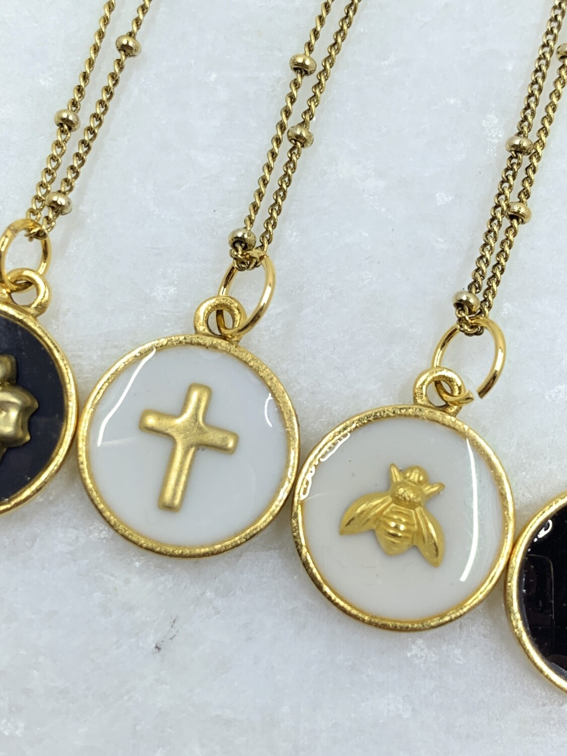 PEACE + PASSION JEWELRY  --  Medium Circle Pendant  --  Bee Charm