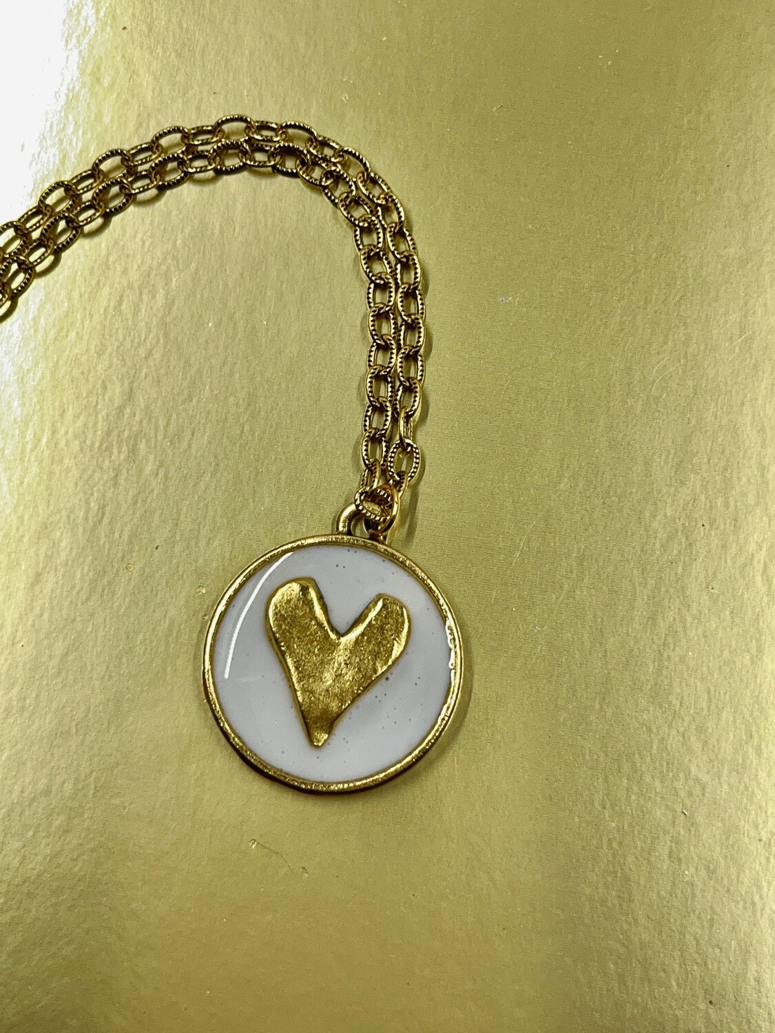 PEACE + PASSION JEWELRY  --Lovestruck Collection--Large Circle Pendant --Heart Charm