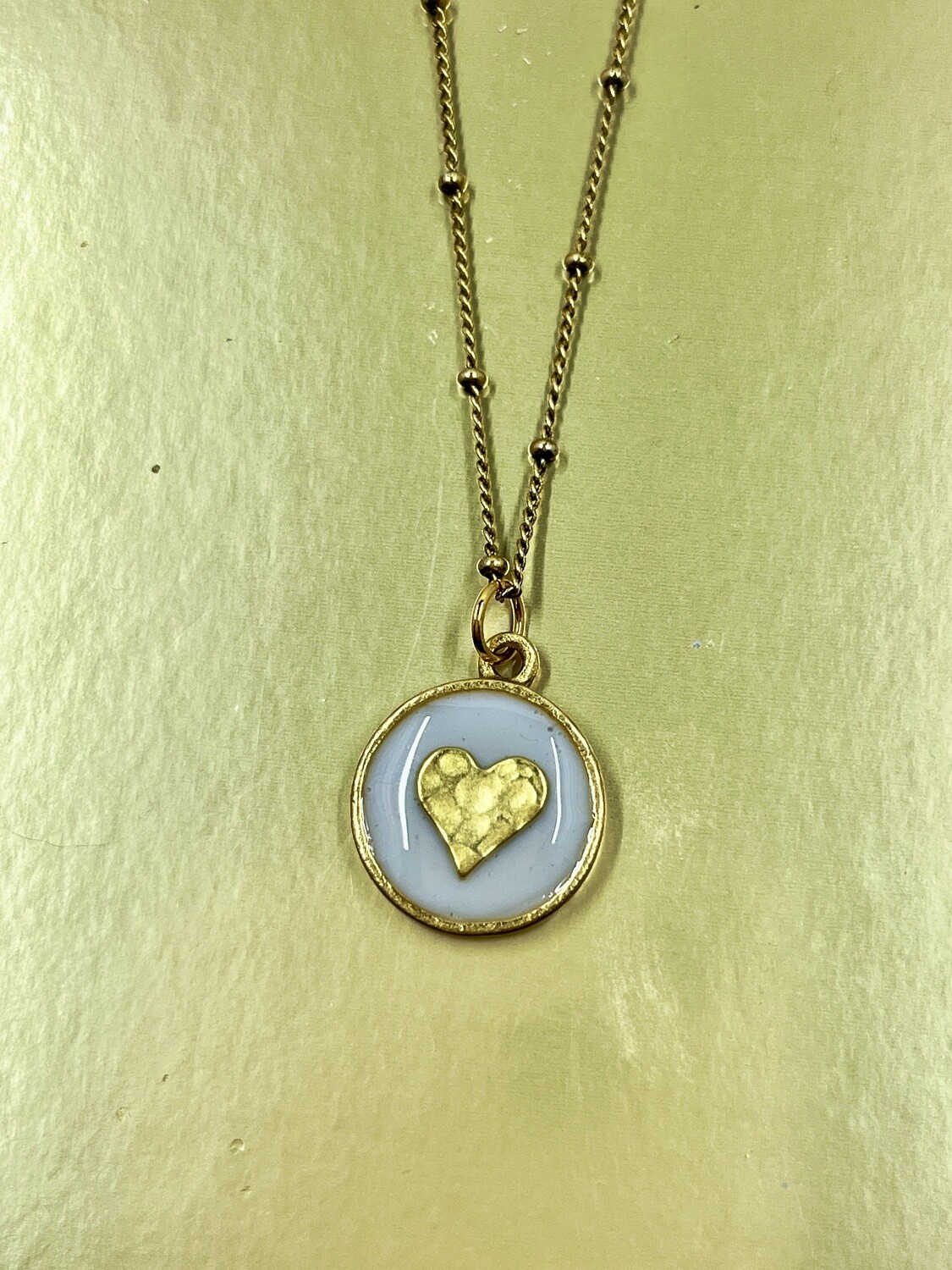 PEACE + PASSION JEWELRY  --Lovestruck Collection--Medium Circle Pendant--Hammered Metal Heart Charm