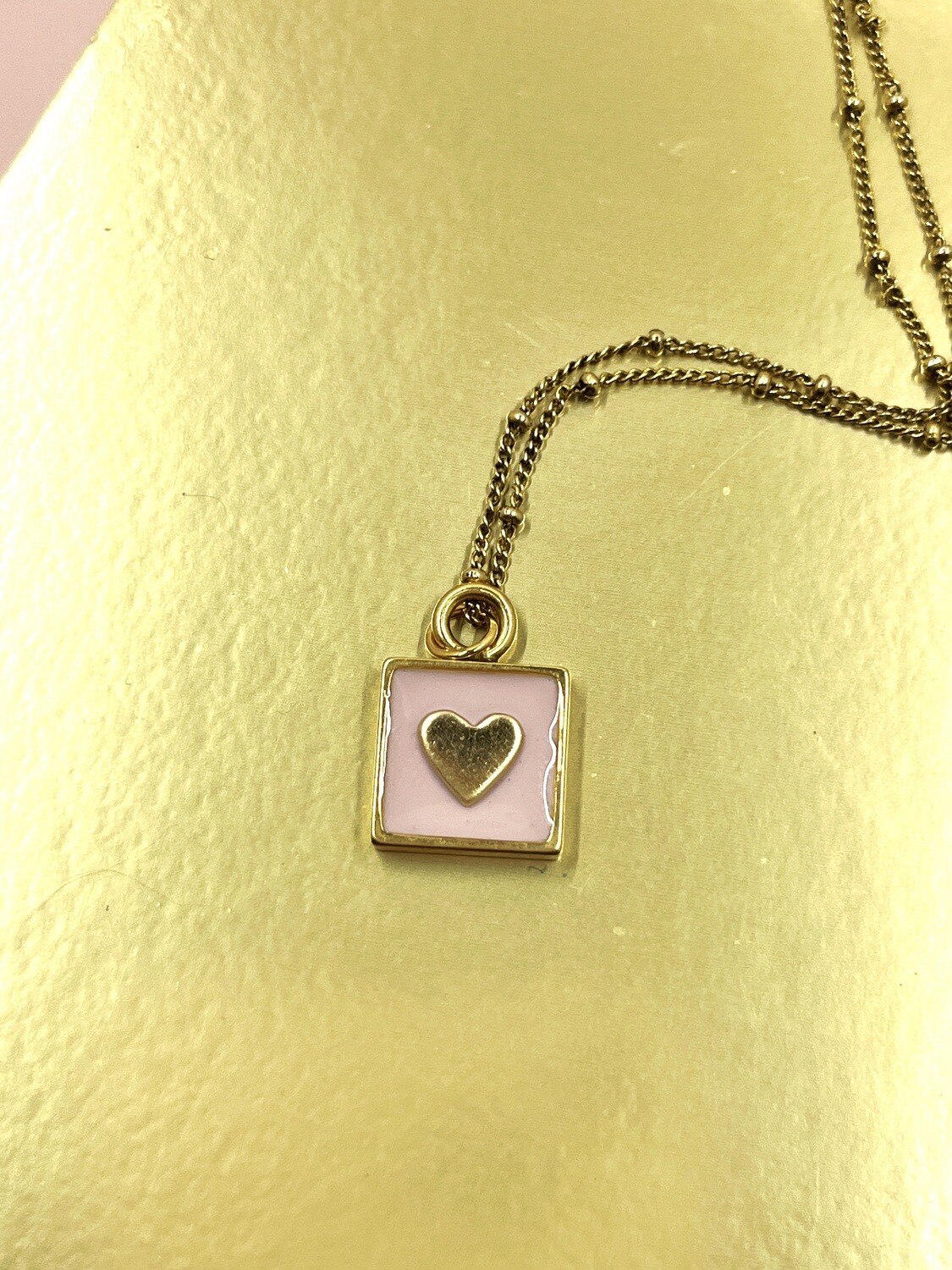 PEACE + PASSION JEWELRY  --  Lovestruck Collection-- Medium Square Pendant--Heart Charm