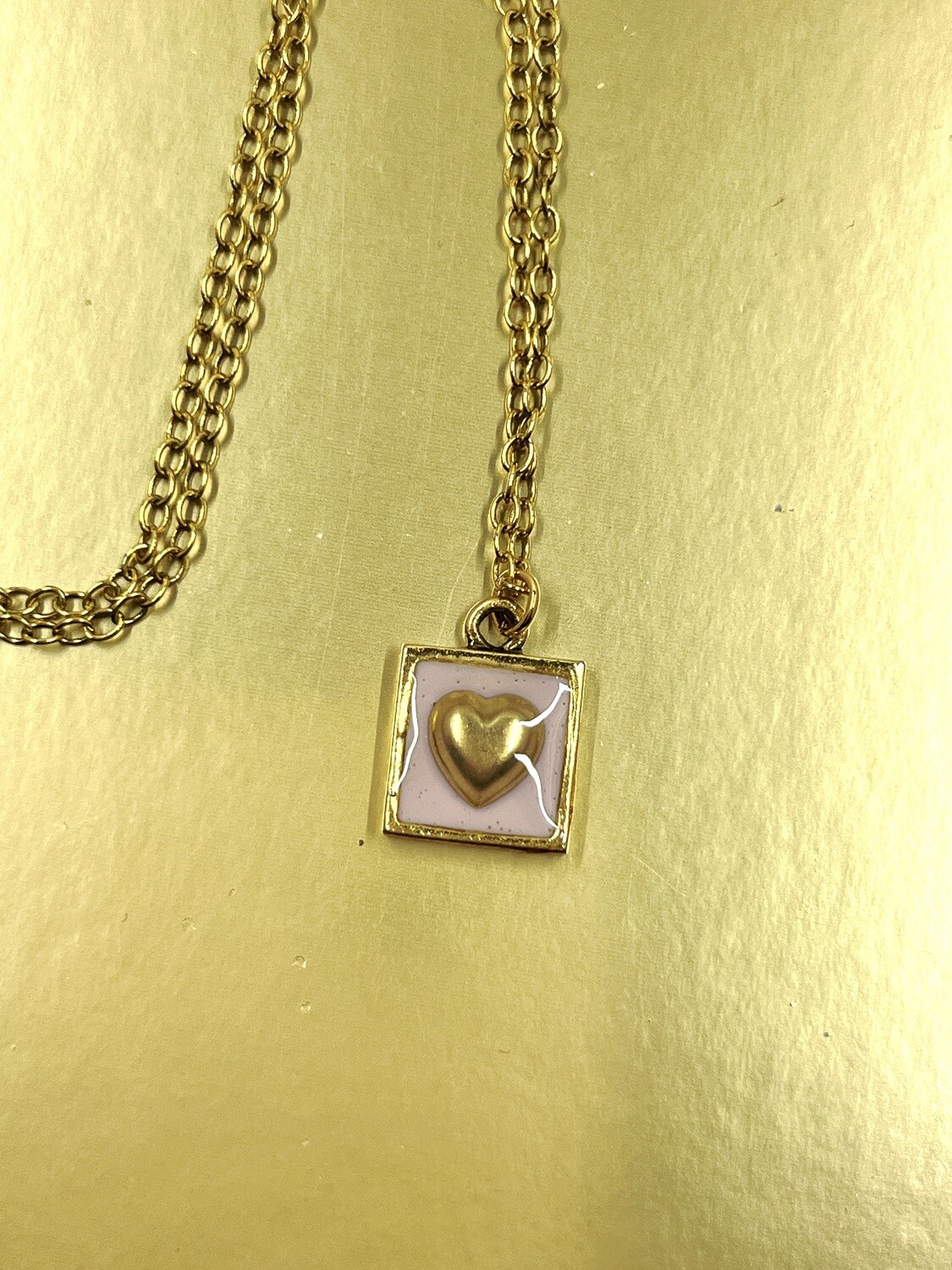 PEACE + PASSION JEWELRY  --  Lovestruck Collection --Small Square Pendant--Puffed Heart Charm