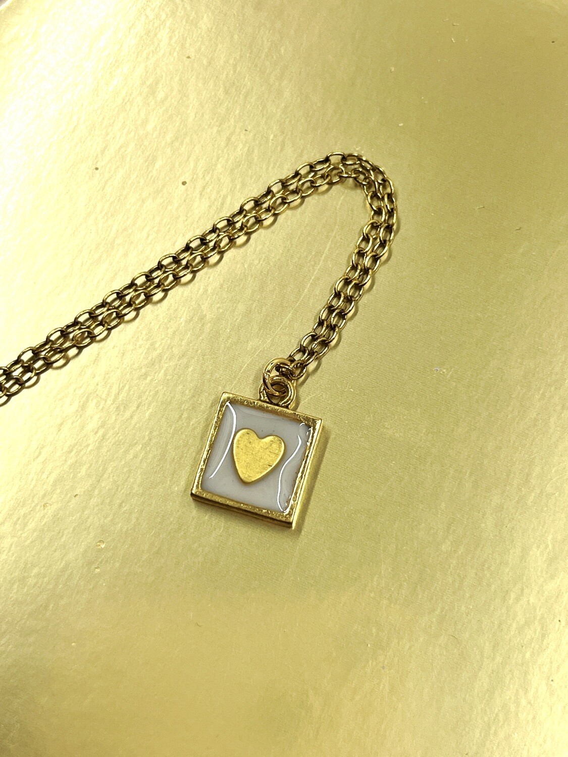 PEACE + PASSION JEWELRY  --  Lovestruck Collection-- Small Square Pendant--Heart Charm