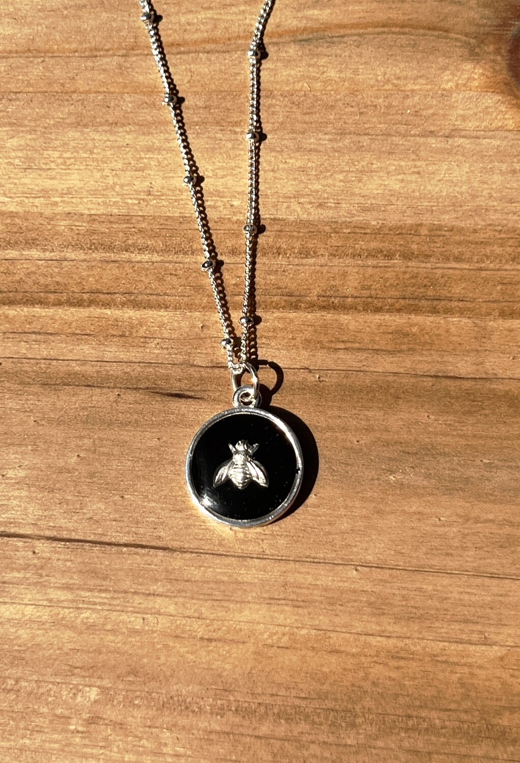 PEACE + PASSION JEWELRY  --  Medium Circle Pendant  --  Bee Charm