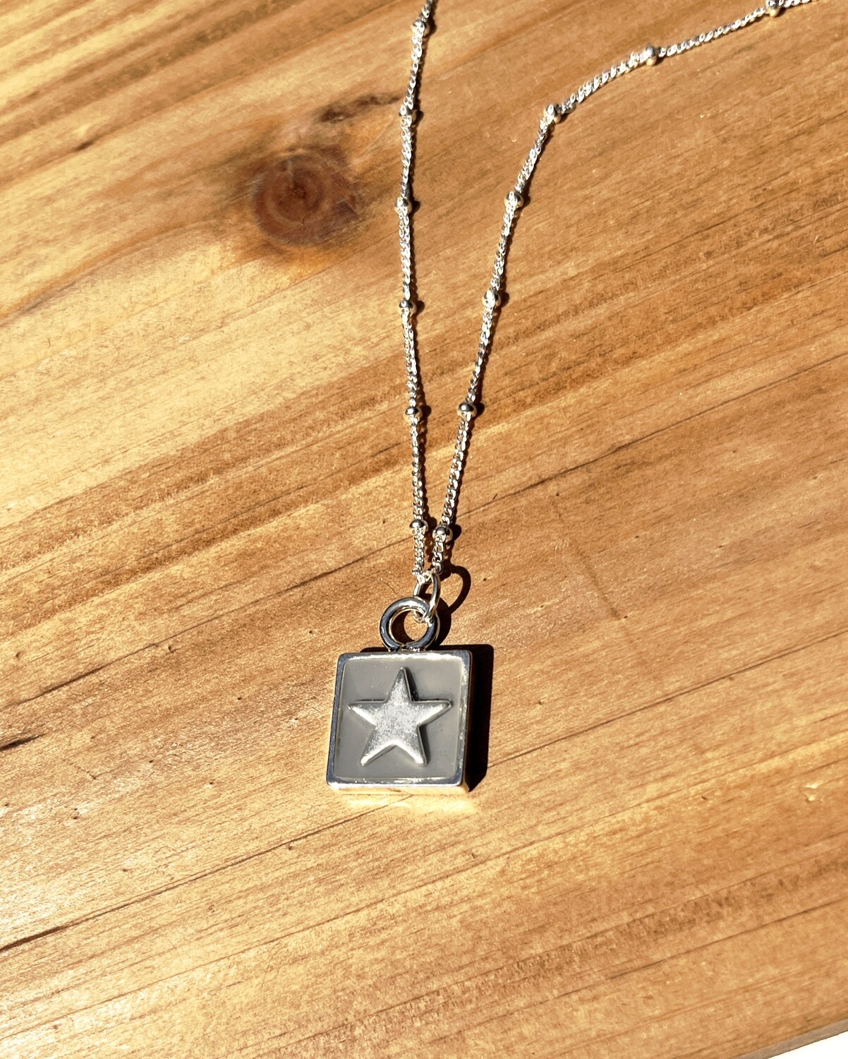 PEACE + PASSION JEWELRY  --  Medium Square Pendant  --  Star Charm