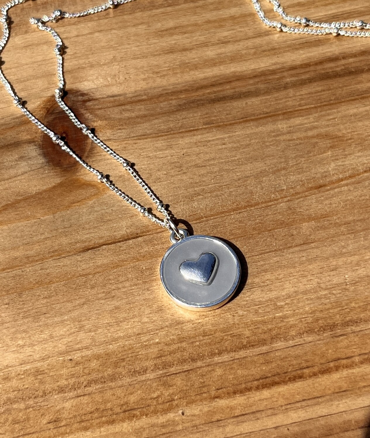 PEACE + PASSION JEWELRY  --  Medium Circle Pendant  --  Heart Charm
