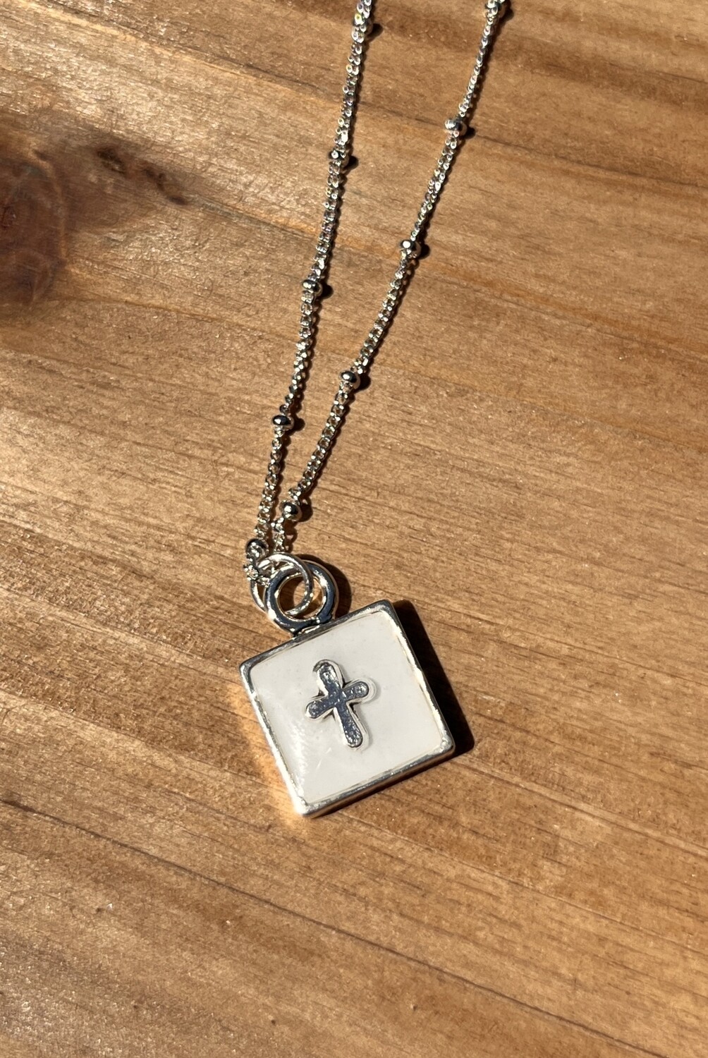 PEACE + PASSION JEWELRY  --  Medium Square Pendant  --  Cross Charm