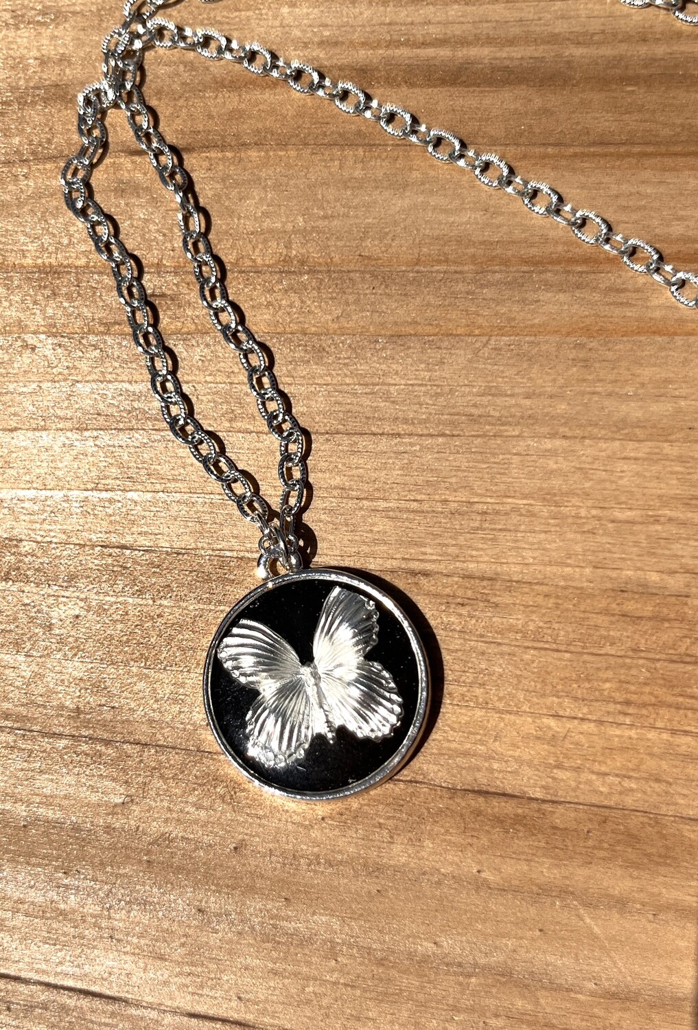 PEACE + PASSION JEWELRY  --  Large Circle Pendant
--  Butterfly Charm