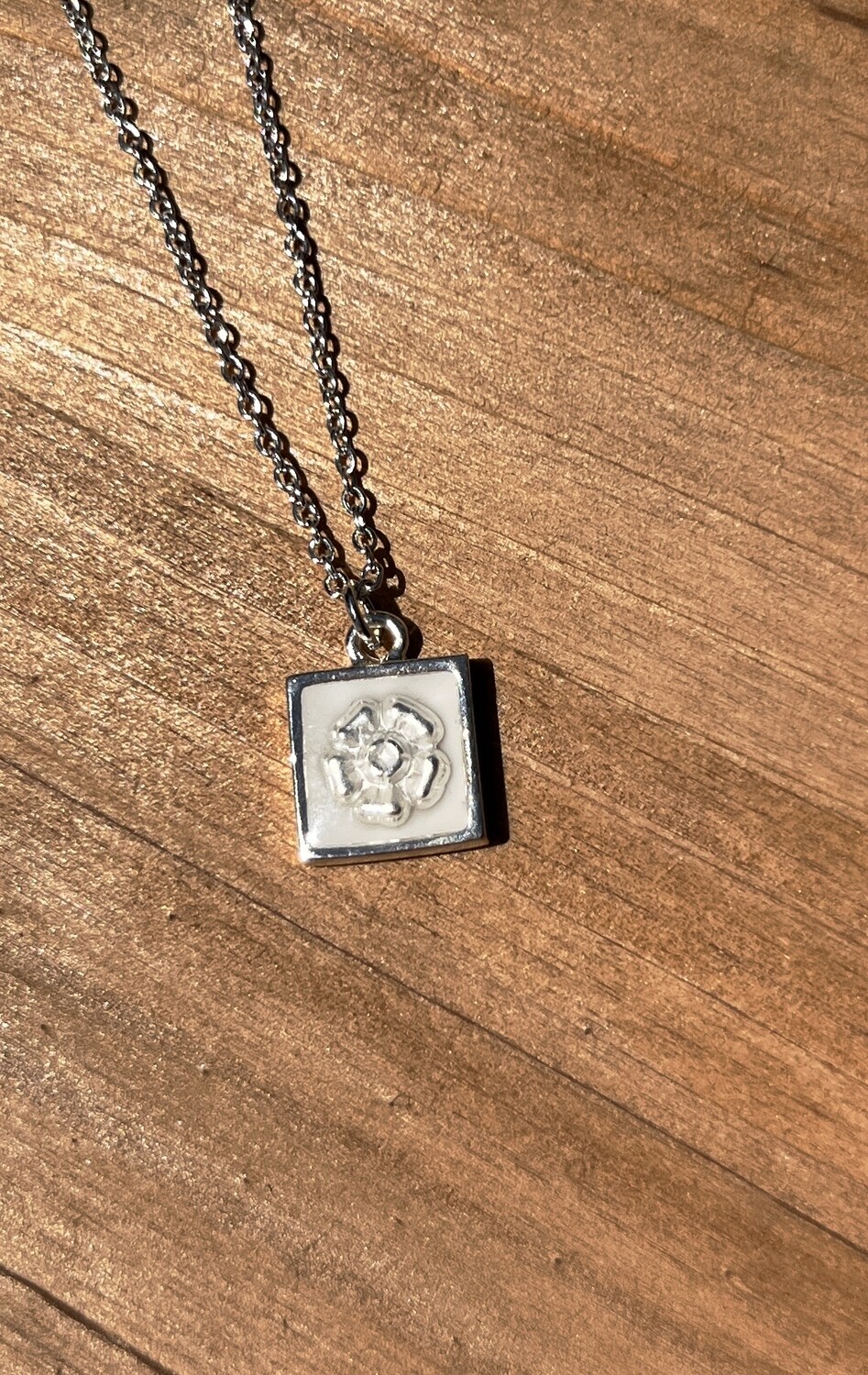 PEACE + PASSION JEWELRY  —  Small Square Pendant  —  Flower Charm
