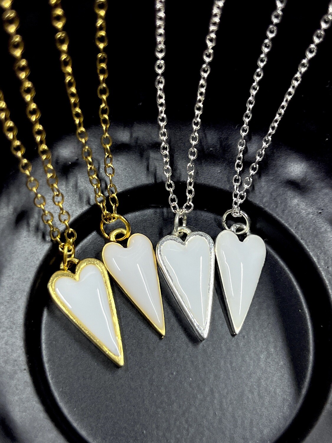 PEACE + PASSION JEWELRY  --  White Deep Heart Pendant