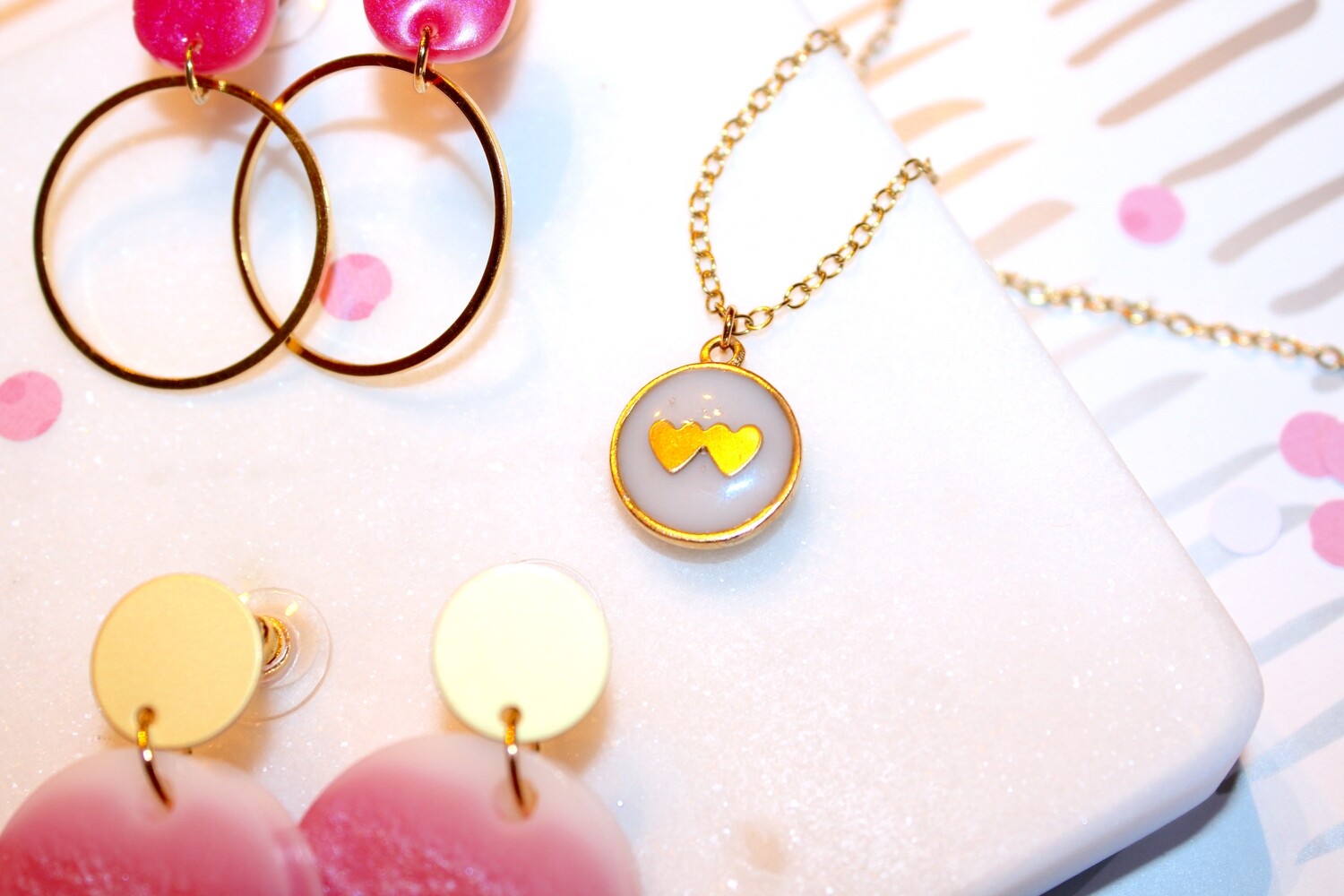 PEACE + PASSION Jewelry  --  Valentines Day or Any Day!  --  Medium Circle Pendant  --Double Heart Charm