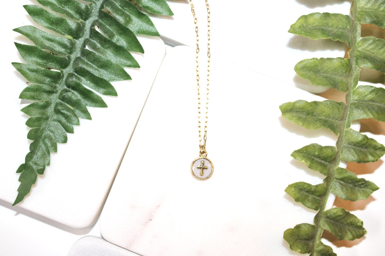PEACE + PASSION Jewelry — Small Circle Pendant — Cross Charm