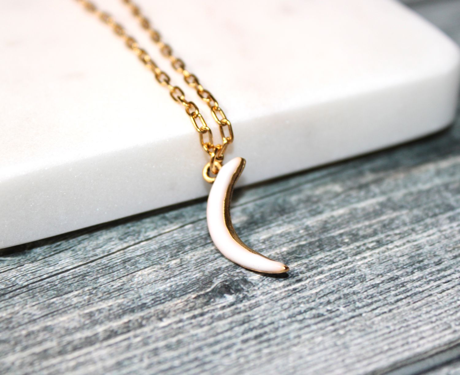 PEACE + PASSION Jewelry -- Star Bright Moon Light Collection -- Crescent Moon Gold Charm