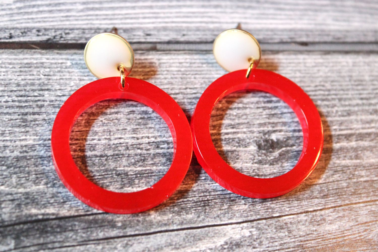 PEACE + PASSION Jewelry  -- Red Hoop Earring