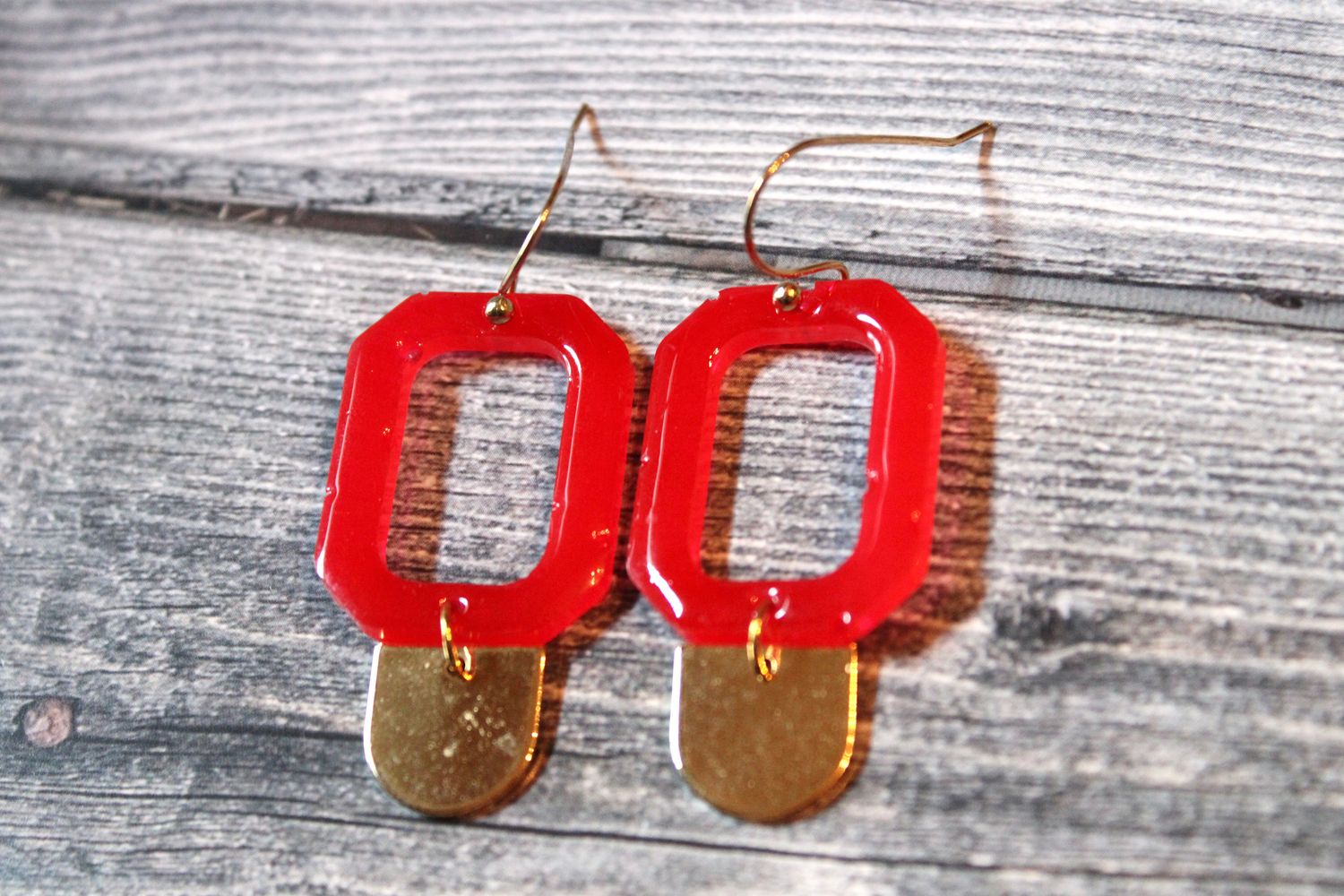 PEACE + PASSION Jewelry  -- Red Rectangle earring