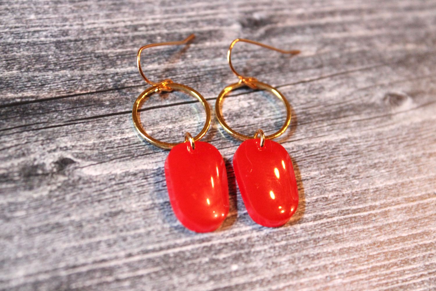 PEACE + PASSION Jewelry  -- Red Rectangle Earring