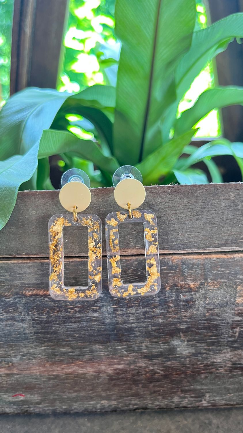 PEACE + PASSION Jewelry  --  Gold Foil Collection  --  Rectangle Hoops
