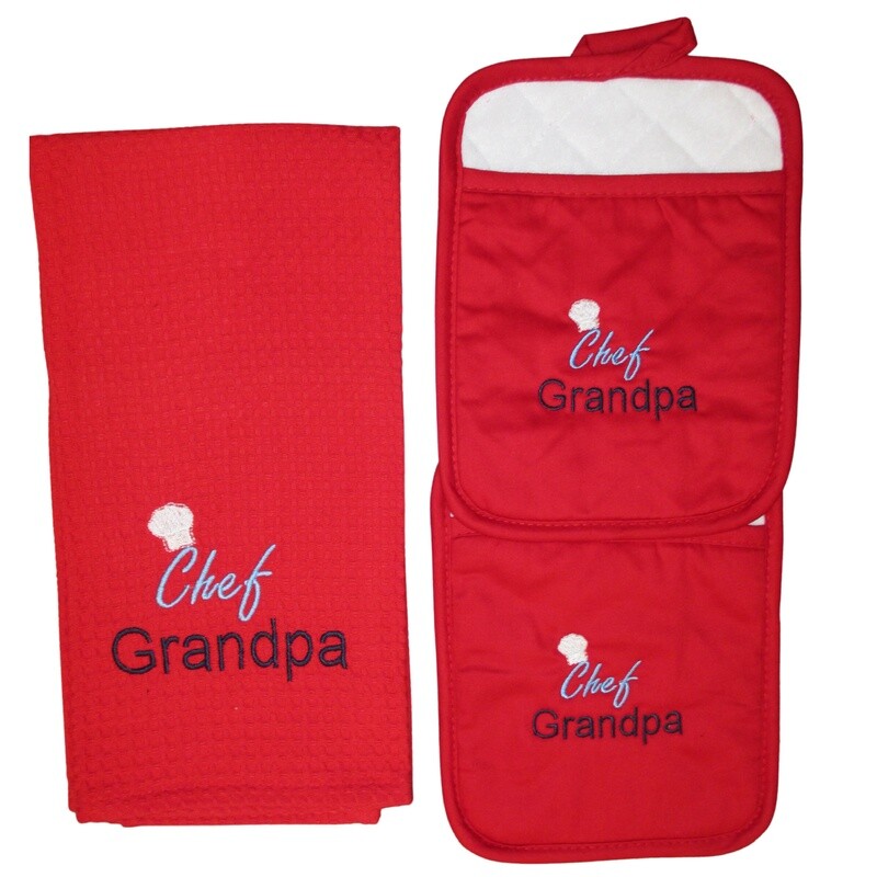 Personalized Towel/2 Pot Holders Set, Grandpa, Father’s Day