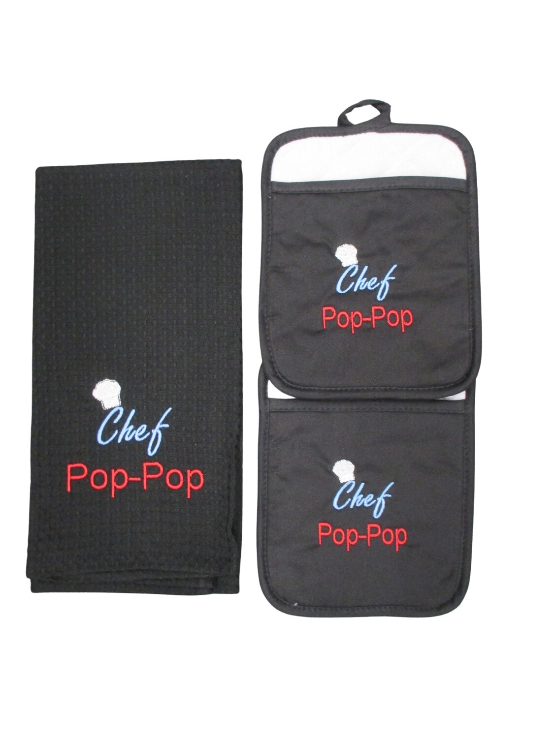 Personalized Towel/ 2 Pot Holders ,Pop-Pop, Father’s Day