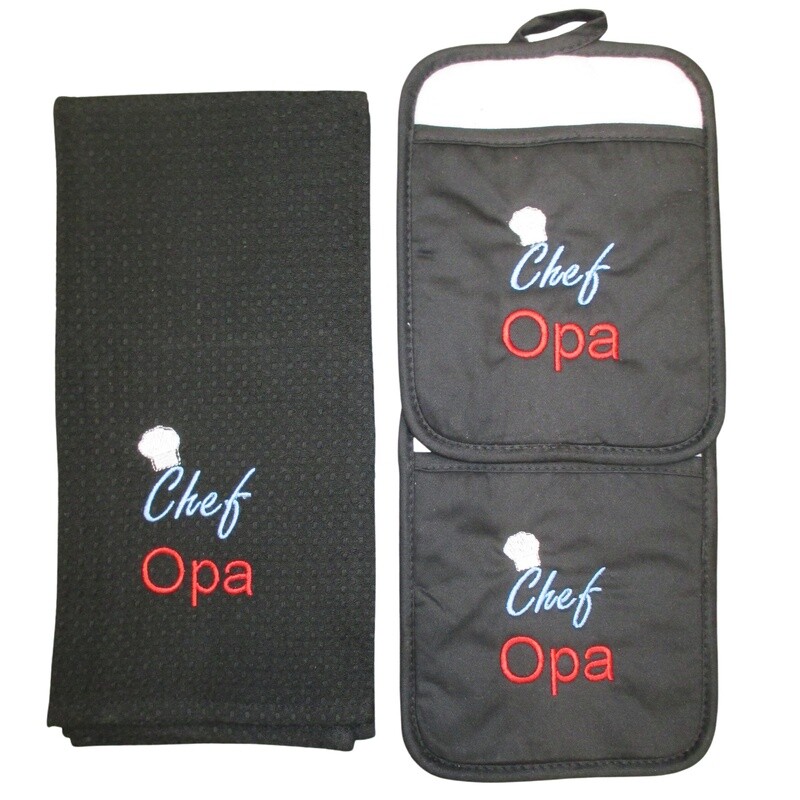 Personalized Towel/ 2 Pot Holders, Opa, Father’s Day