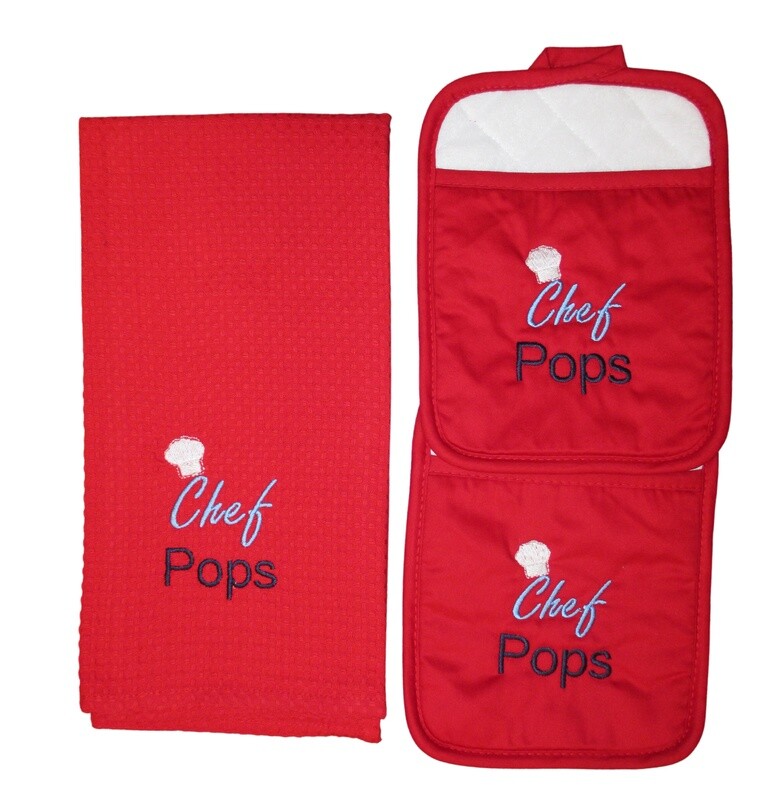 Personalized Towel/ 2 Pot Holders, Pops, Father’s Day