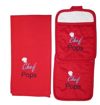 Personalized Towel/ 2 Pot Holders, Pops, Father’s Day