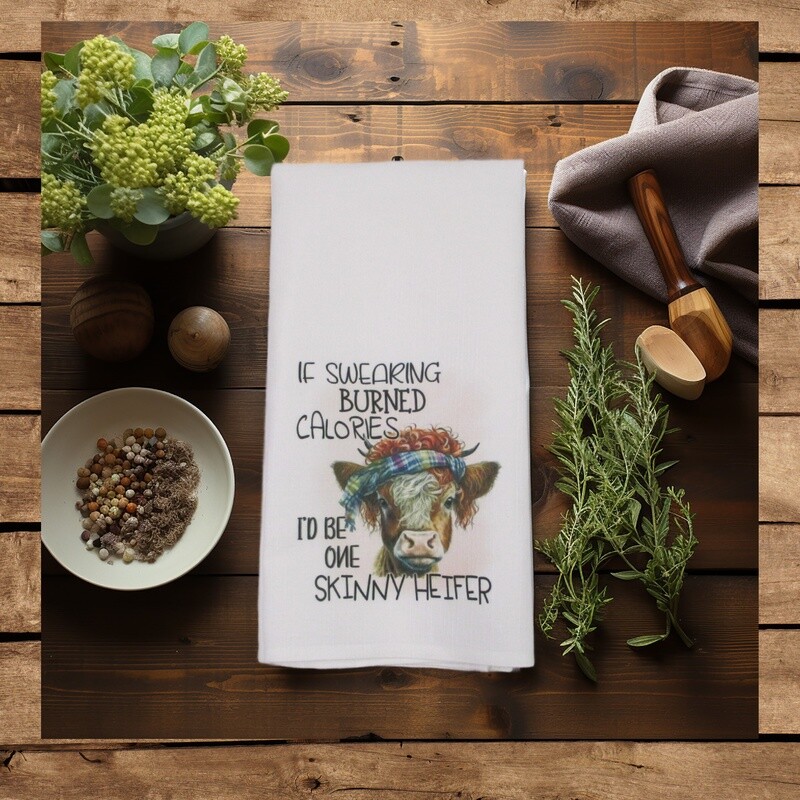 Funny Kitchen Towel, Farm Animal Decor, Heifer, Cow
