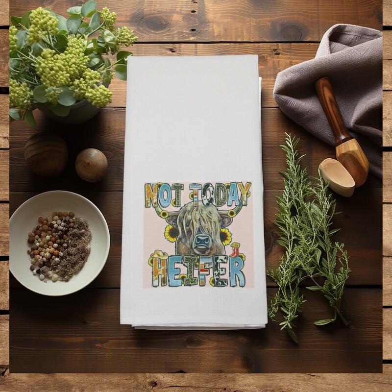 Funny Kitchen Towel,  Farm Animal Decor, Heifer, Cow