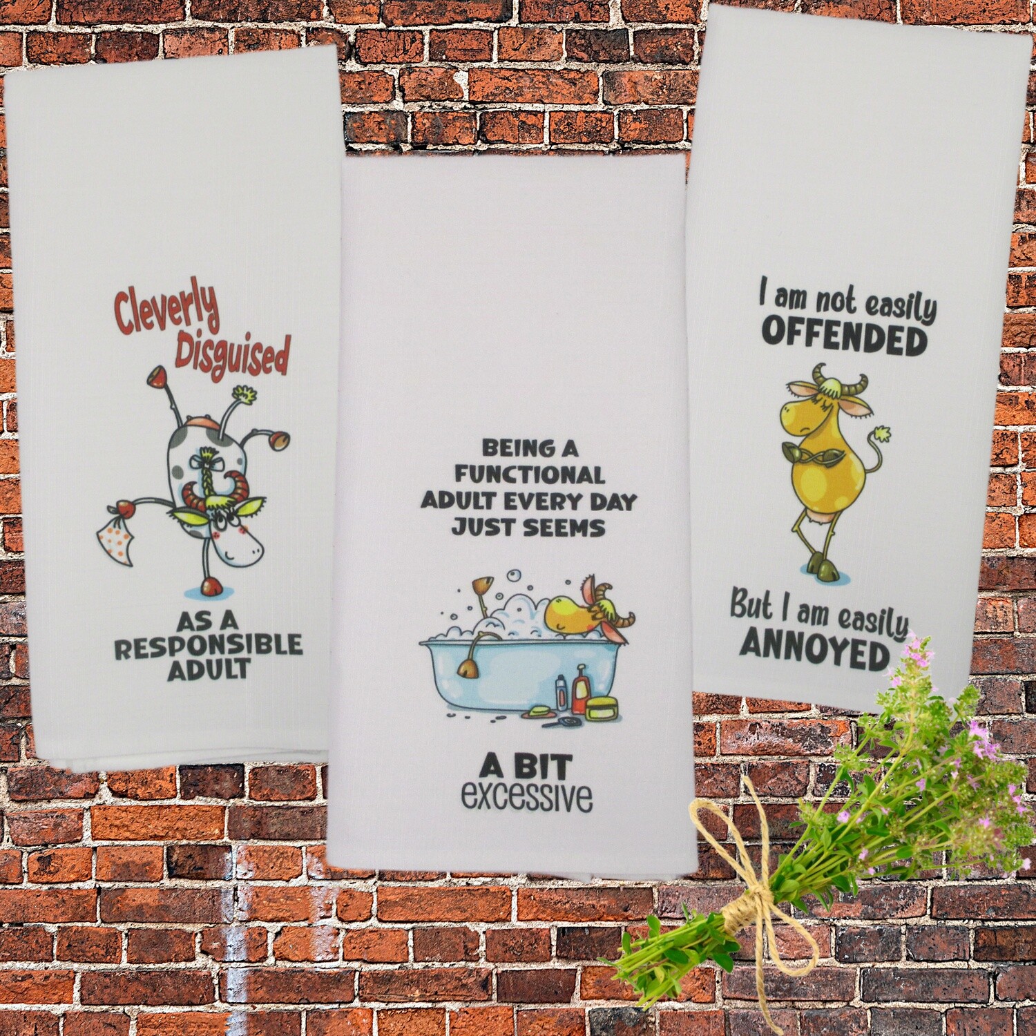 Funny Kitchen Towels, Farm Animal Decor, Cow