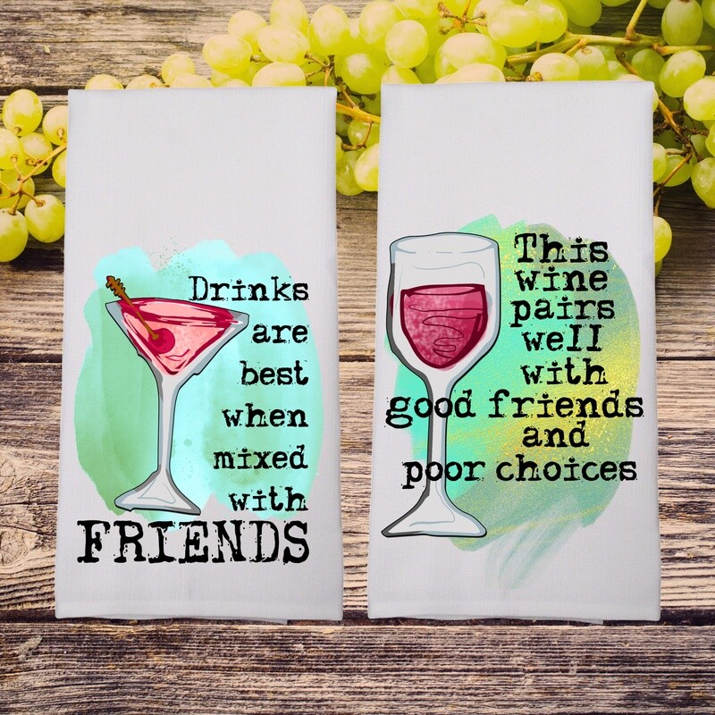 Funny Kitchen Towel, Wine Decor, Wine Gift, Friends