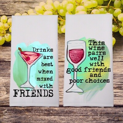 Funny Kitchen Towel, Wine Decor, Wine Gift, Friends Funny Kitchen Towel, Wine Decor, Wine Gift, Friends