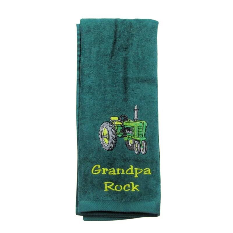 Personalized Hand Towel, Green Tractor, Gift for Kids, Tractor