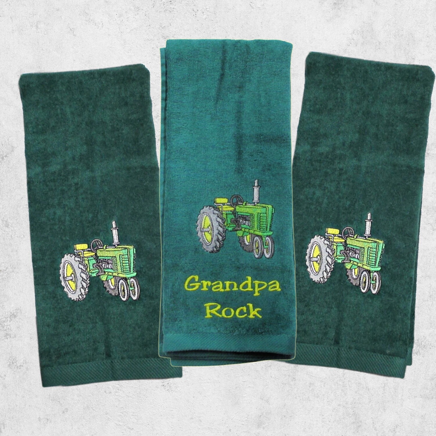 Personalized Hand Towel, Green Tractor, Gift for Kids, Tractor