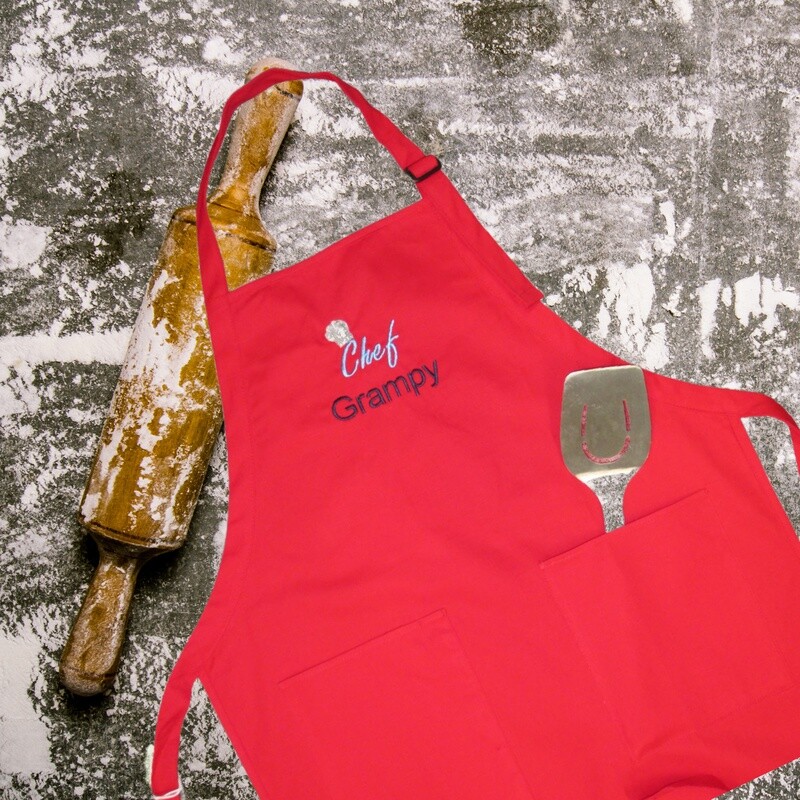 Personalized Kitchen Apron, Grampy, Father’s Day, BBQ Accessory.