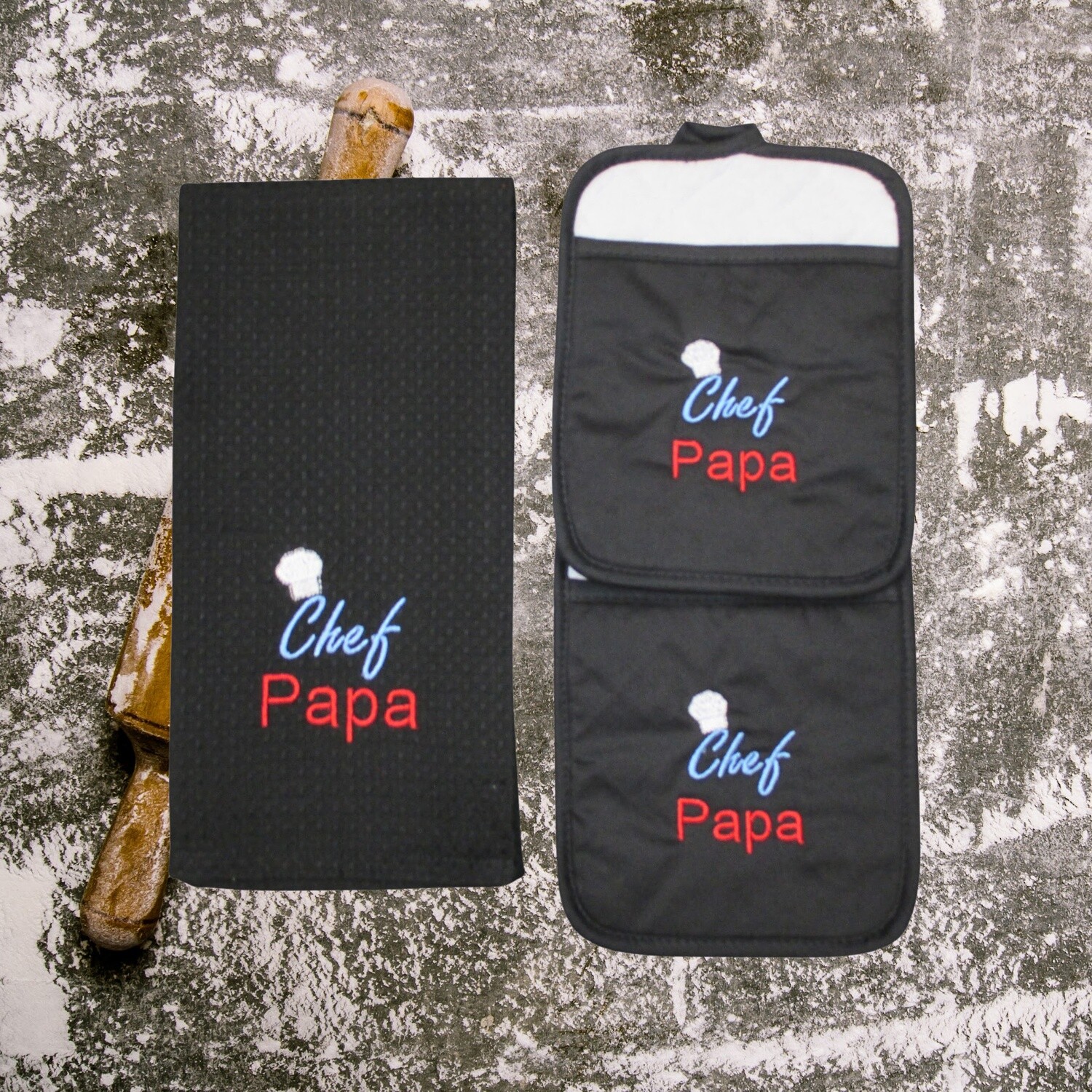 Personalized Kitchen Essentials for Papa: Pot Holder, Towel