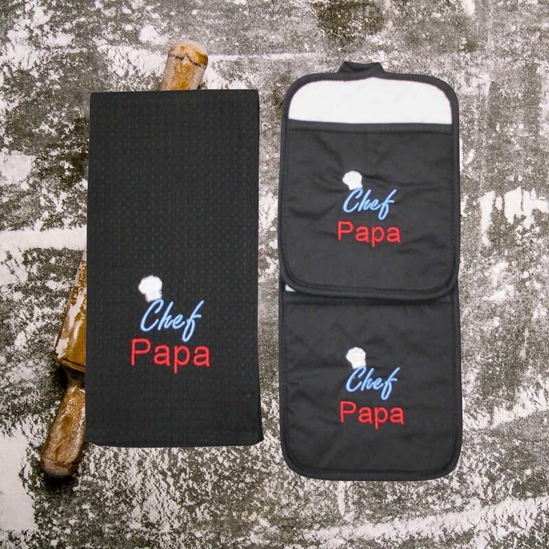 Personalized Kitchen Essentials for Papa: Pot Holder, Towel