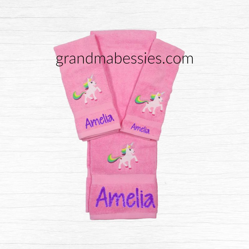 Unicorn, Personalized Towels Set, Bath-Hand-Wash