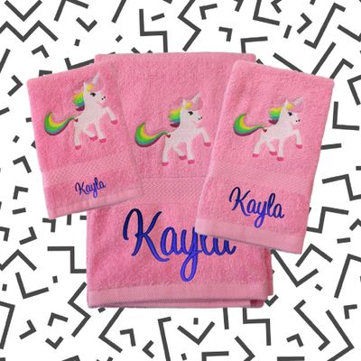 Unicorn, Personalized Towels Set, Bath-Hand-Wash