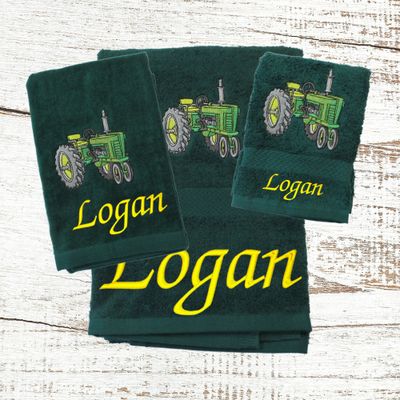 Personalized Green Tractor Bath Set, Tractor Enthusiasts!