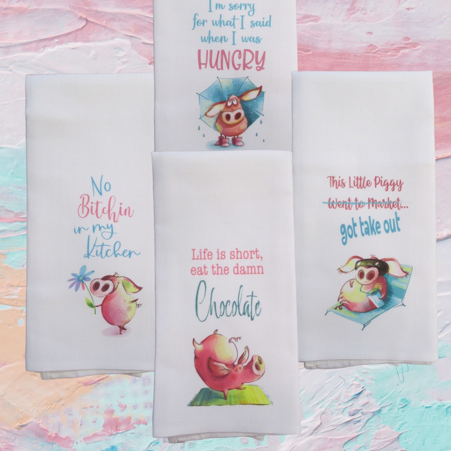 Farmhouse Kitchen Towels Pig Decor