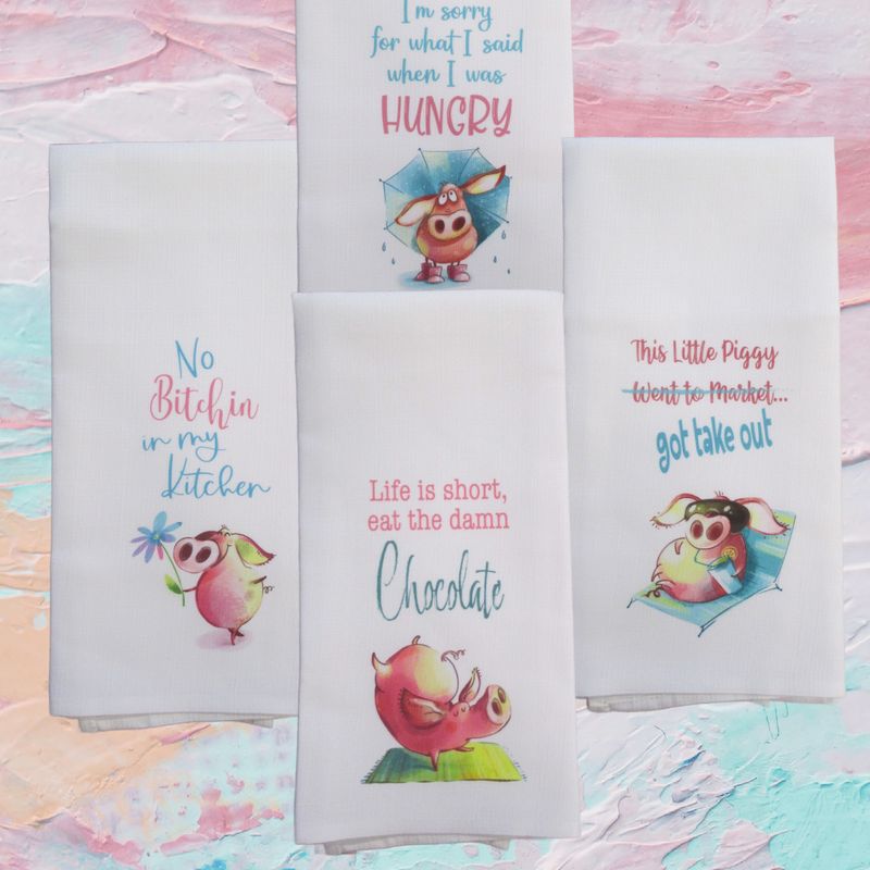 Farmhouse Kitchen Towels Pig Decor