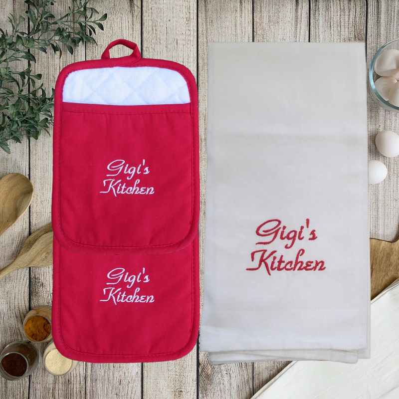 Gigi's Kitchen Essentials: Custom Pot Holder and Towel Set
