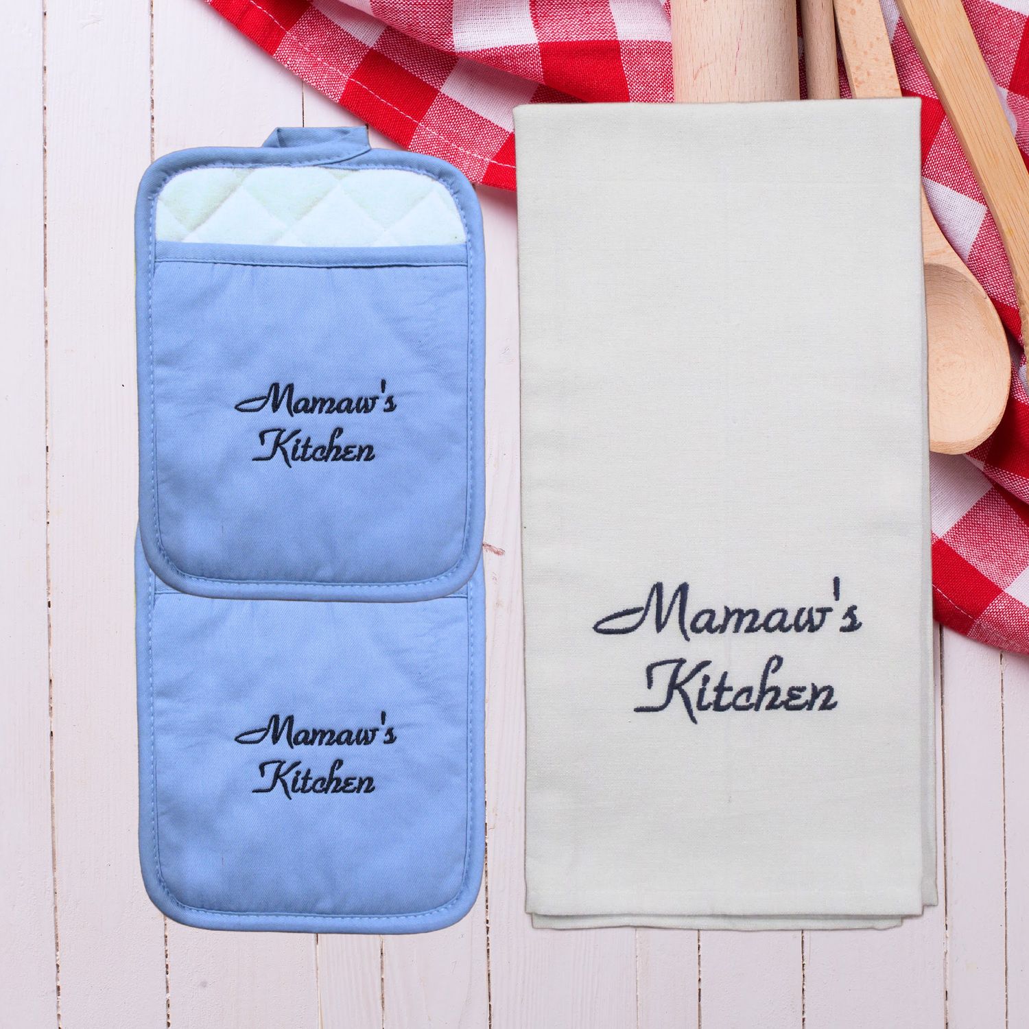 Mamaw&#39;s Kitchen Essentials: Custom Pot Holder and Towel Set