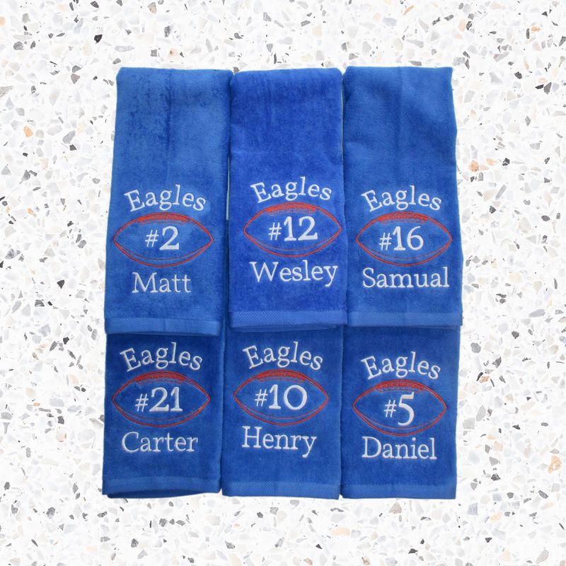 Personalized Football Towels, Custom Stitched Sports Towel - Perfect Senior Night Gift!