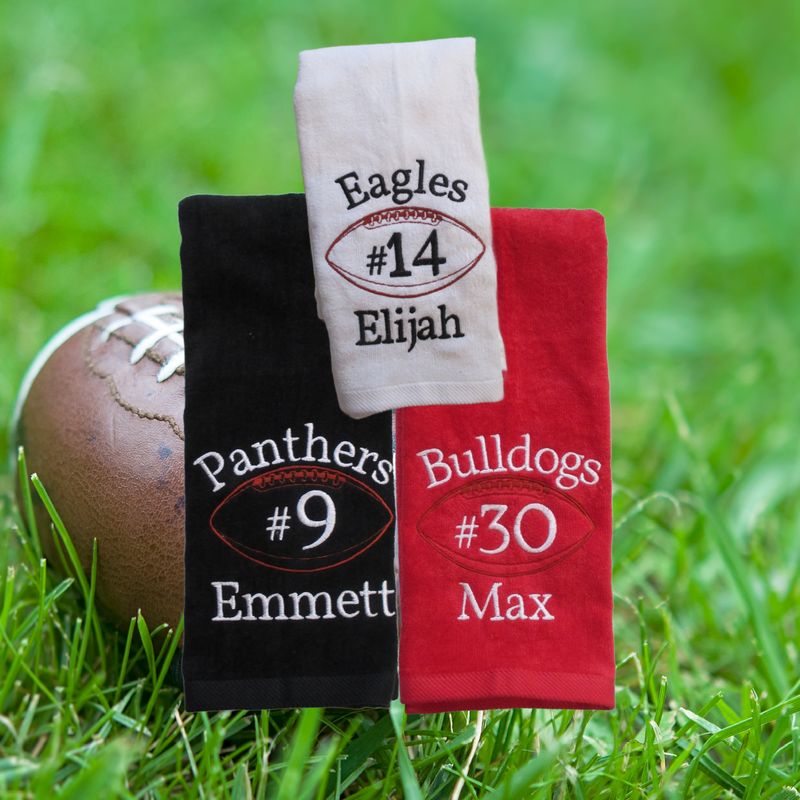 Personalized Football Towels, Custom Stitched Sports Towel - Perfect Senior Night Gift!